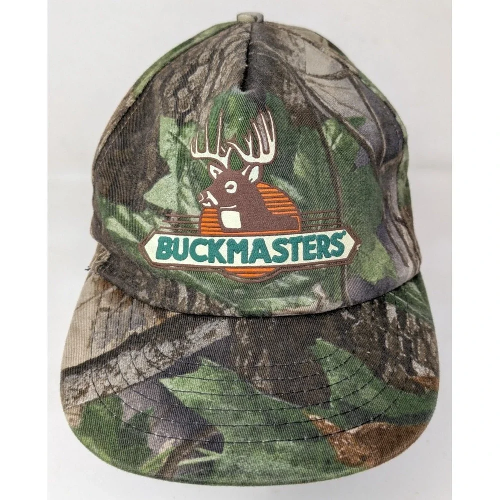 Buckmasters Vintage 90s Camo Snapback Hat Cap Made in USA‎ Adjustable Hunting